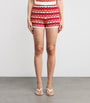 ESCVDO Red Organic Cotton Crochet Mullu Shorts