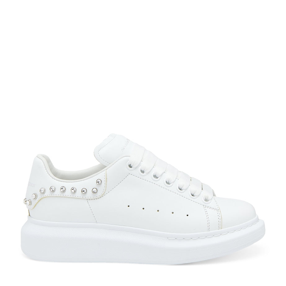 McQueen White Leather Studded Sprint Runner Sneakers