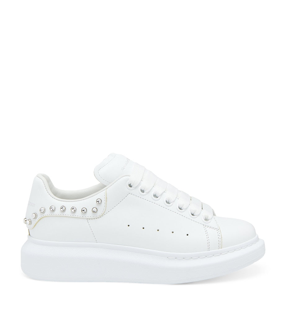 McQueen White Leather Studded Sprint Runner Sneakers