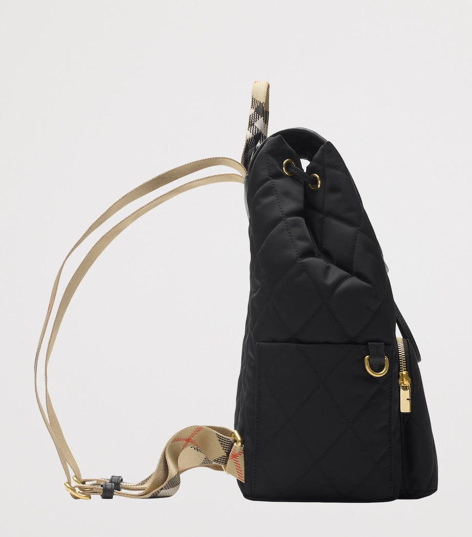 Black Quilted Horseshoe Backpack