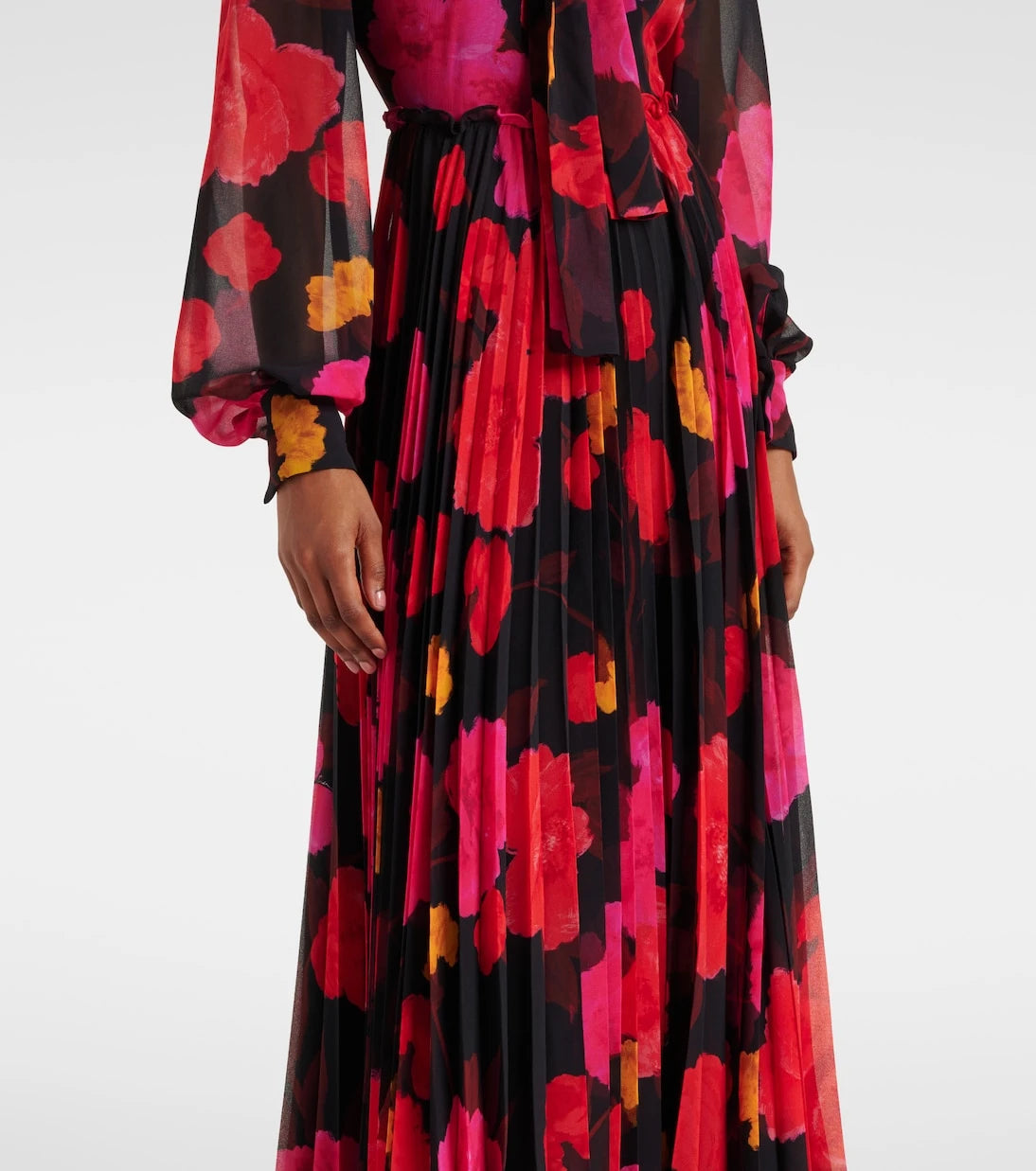 Erdem - Floral pleated voile gown