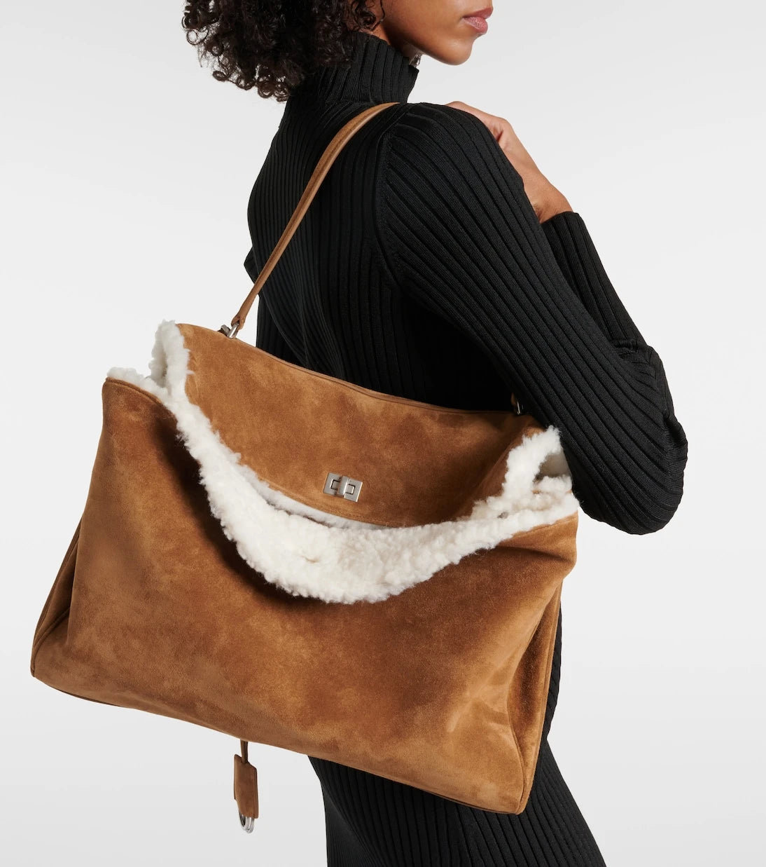 Balenciaga - Rodeo Large shearling-lined suede shoulder bag