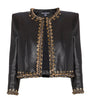 Balmain Black Leather Chain-Detail Jacket
