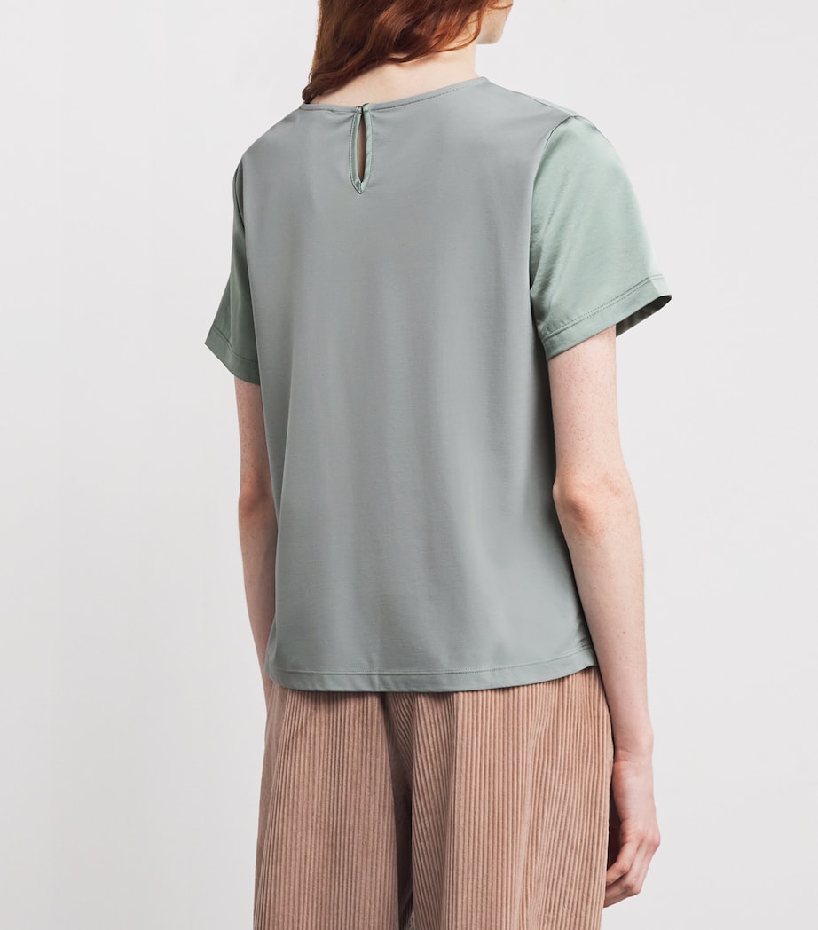 Green Satin-Front T-Shirt