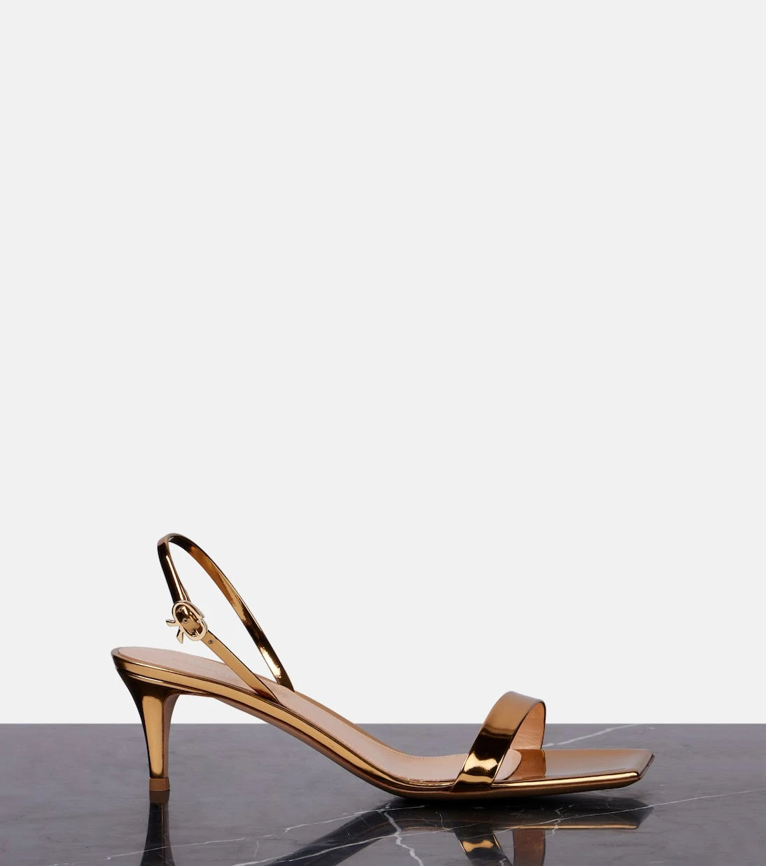 Gianvito Rossi - Ribbon 55 metallic leather sandals