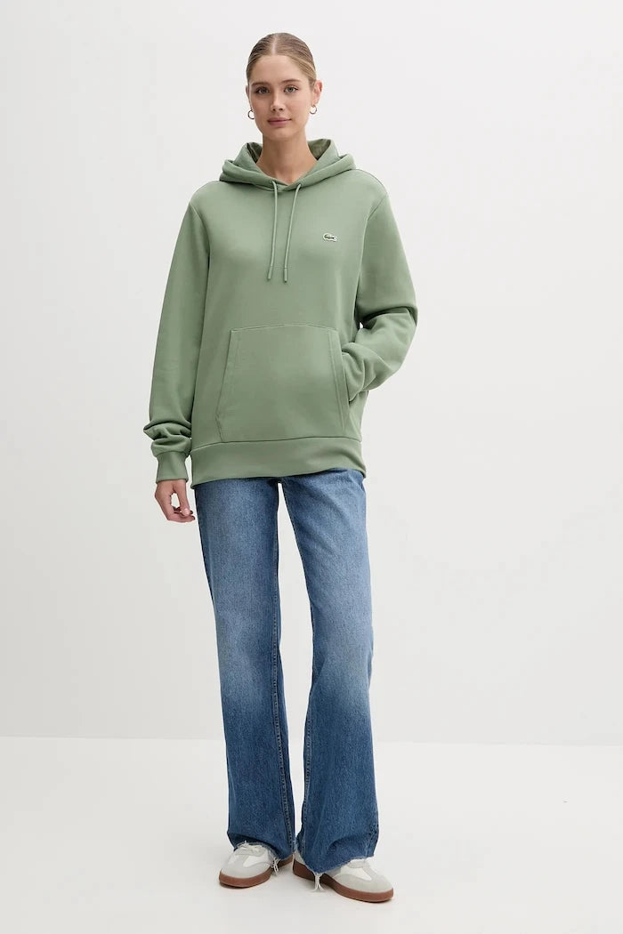 Pamuklu kapüşonlu Lacoste sweatshirt