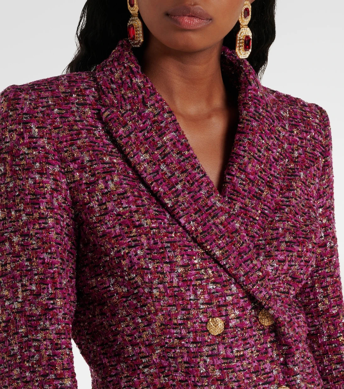 Alessandra Rich - Sequined cropped tweed blazer