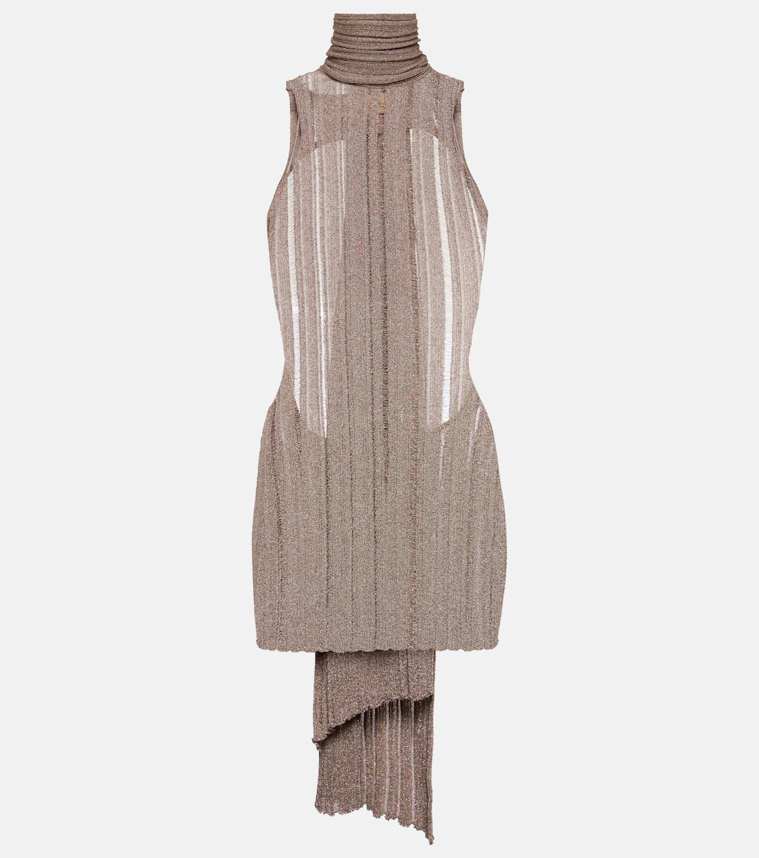 Aya Muse - Ribbed-knit lamé minidress