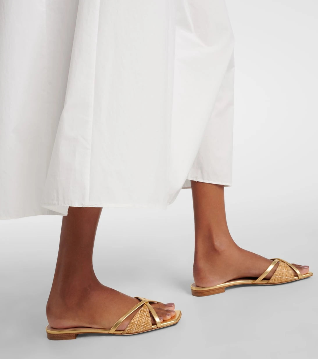 Malone Souliers - Penn raffia and metallic leather sandals