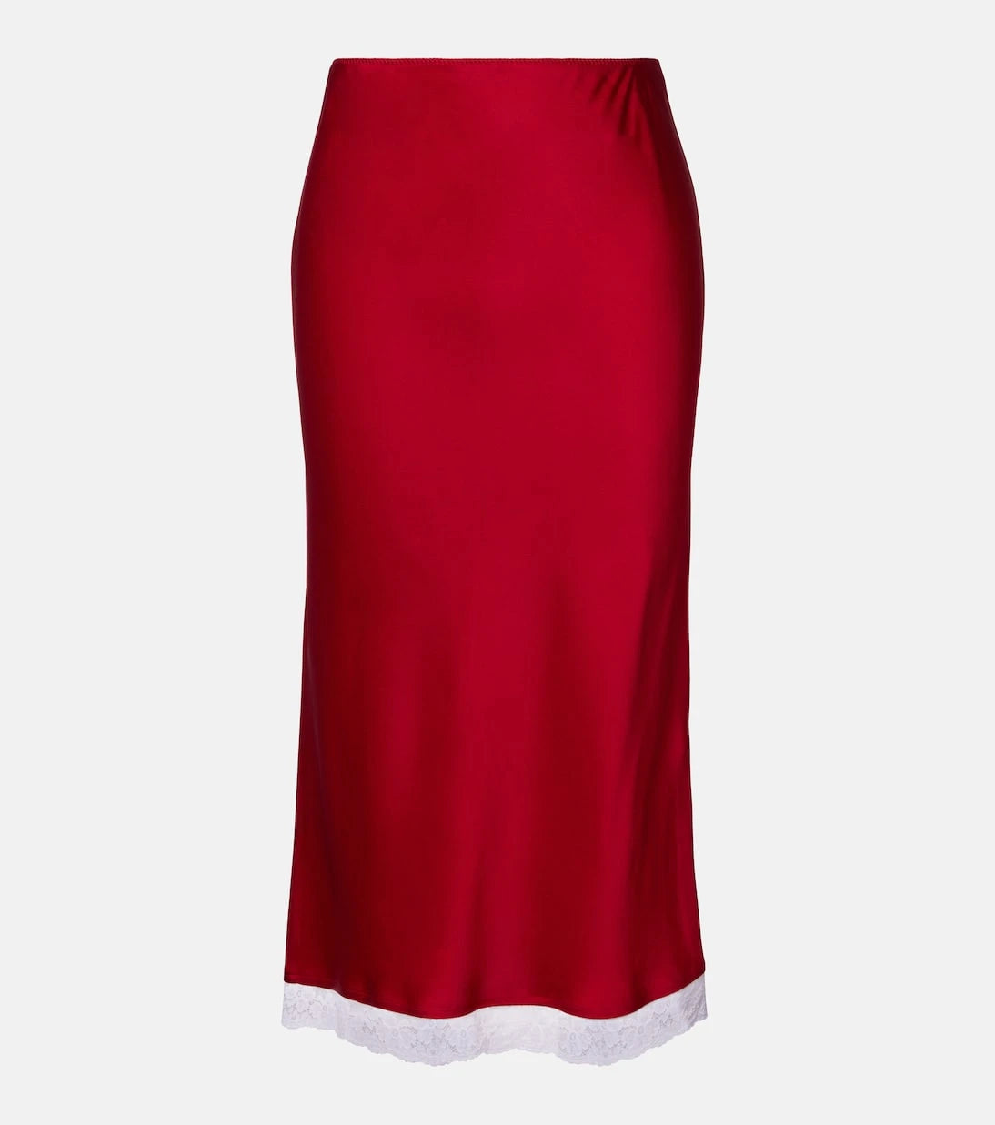 Victoria Beckham - Lace-trimmed satin midi skirt