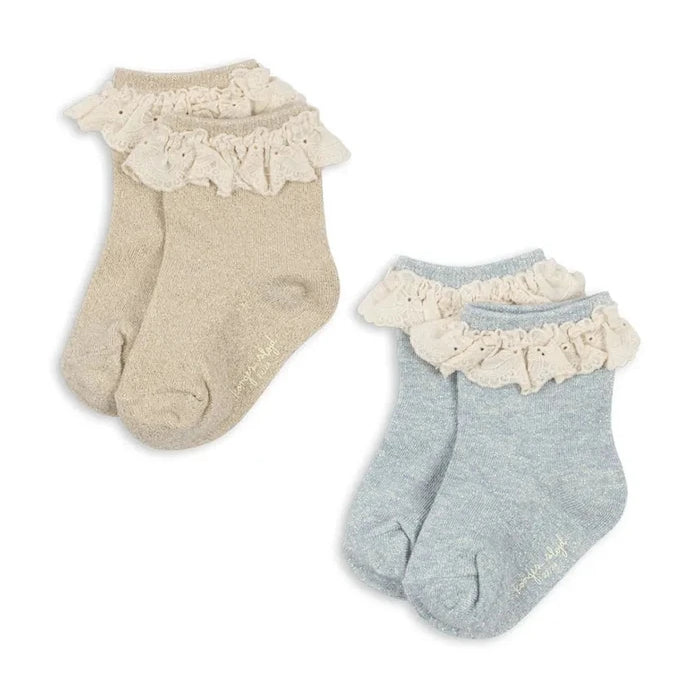 Konges Sløjd чорапи за деца 2 PACK GLITTER FRILL SOCKS 2 броя