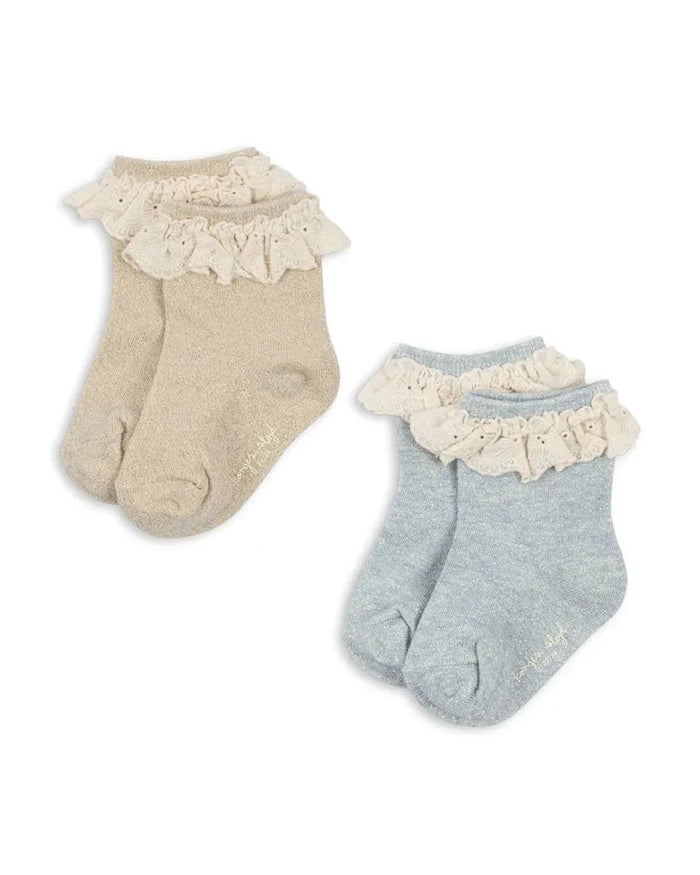 Konges Sløjd Çocuk GLITTER FRILL SOCKS 2'li Çorap