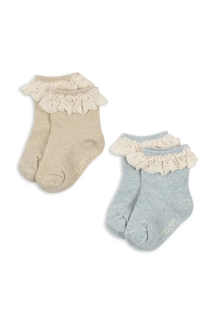Konges Sløjd чорапи за деца 2 PACK GLITTER FRILL SOCKS 2 броя
