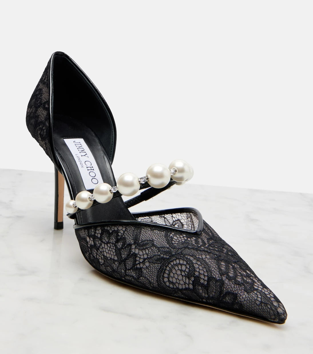 Jimmy Choo - Aurelie 85 lace and leather pumps