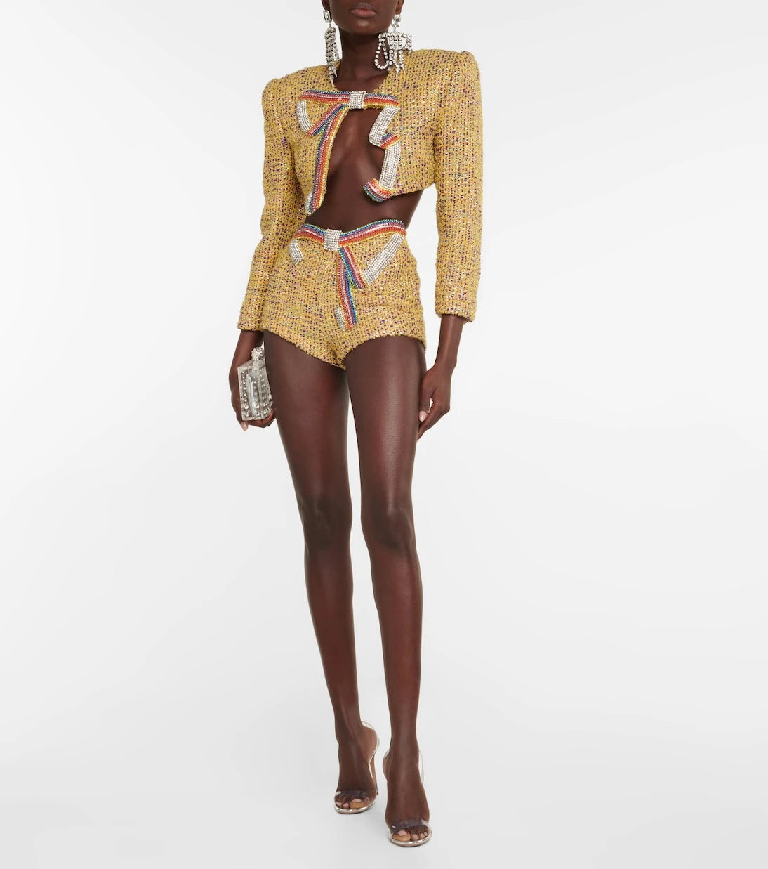 Area - Crystal-embellished tweed shorts
