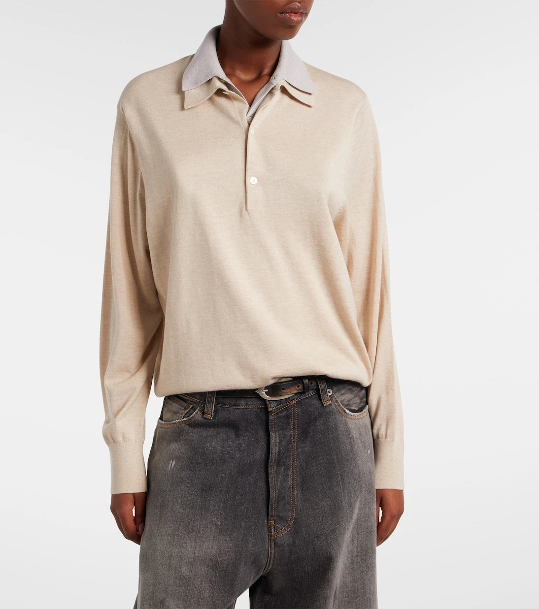 Acne Studios - Silk, wool, and cashmere polo sweater