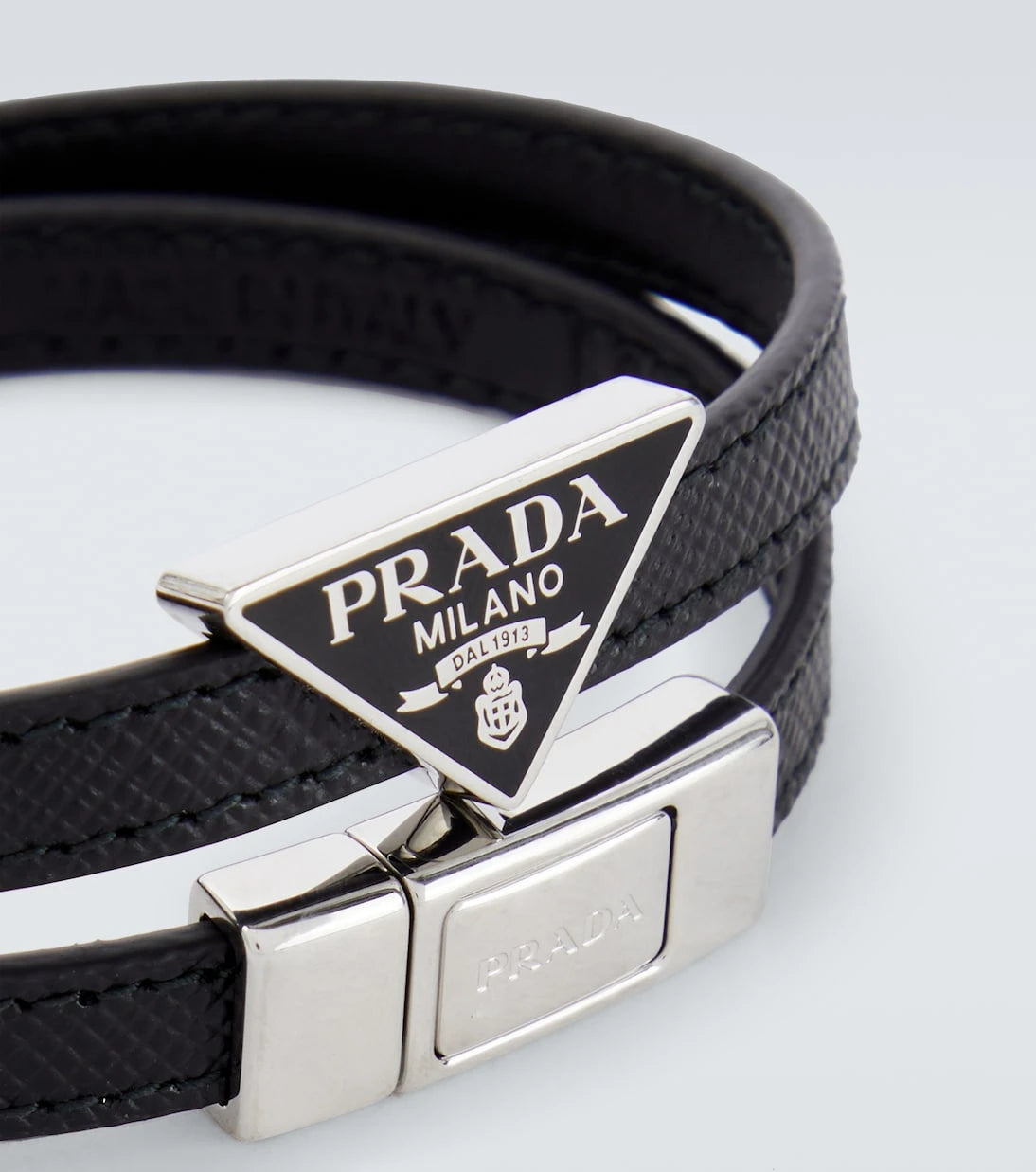 Prada - Logo Saffiano leather bracelet