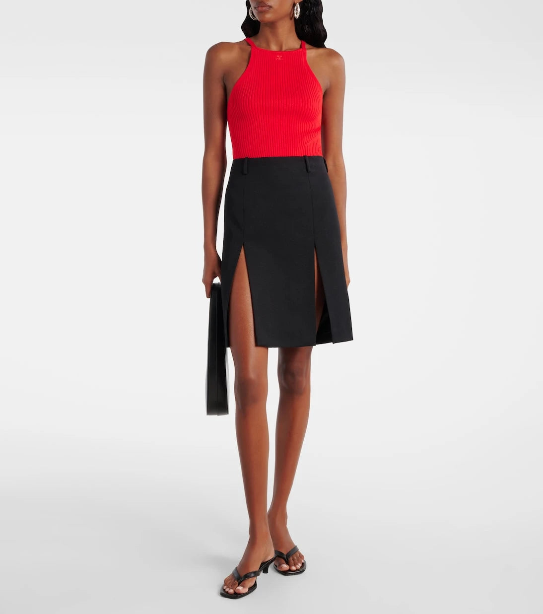 Courrèges - Circle logo ribbed-knit tank top