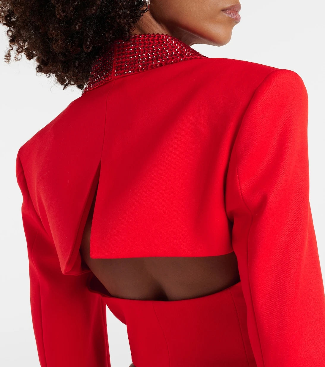 Area - Crystal-embellished cropped wool blazer