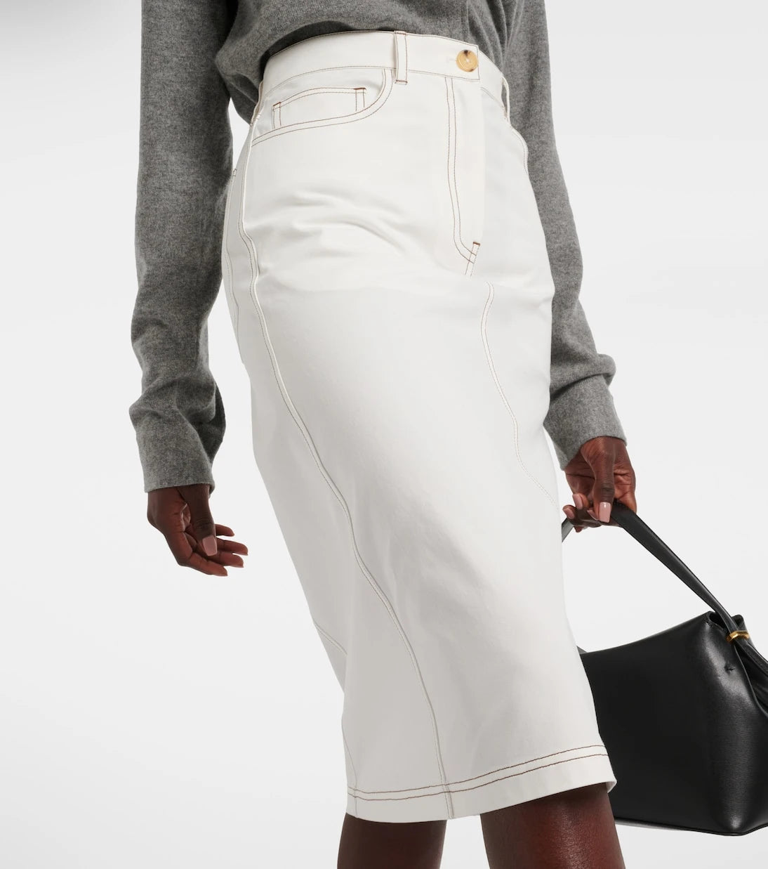 Toteme - High-rise denim midi skirt