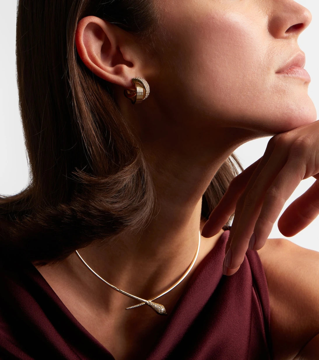 Sydney Evan - Tri-Link 14kt gold hoop earrings with diamonds