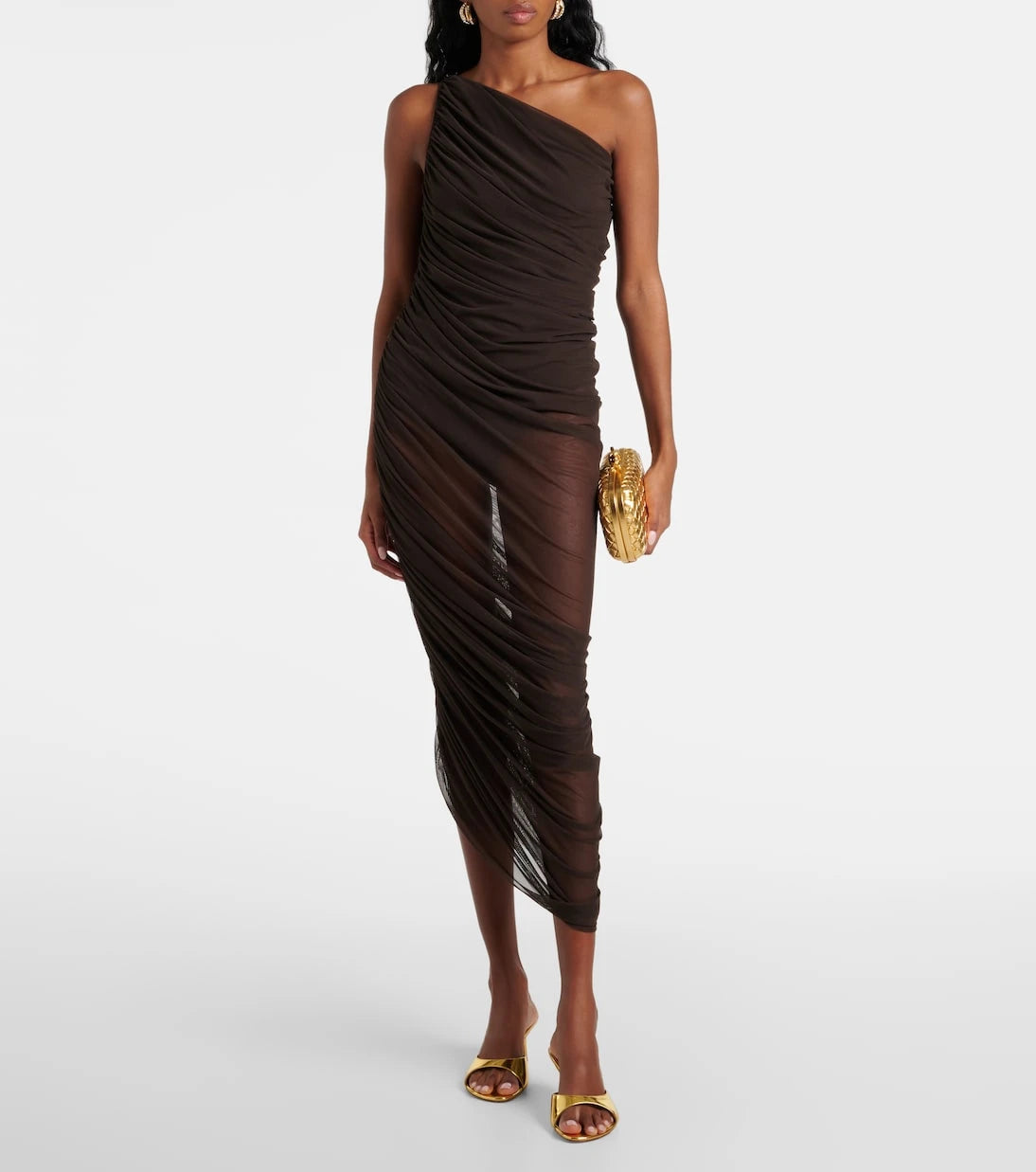Norma Kamali - Ruched mesh midi dress