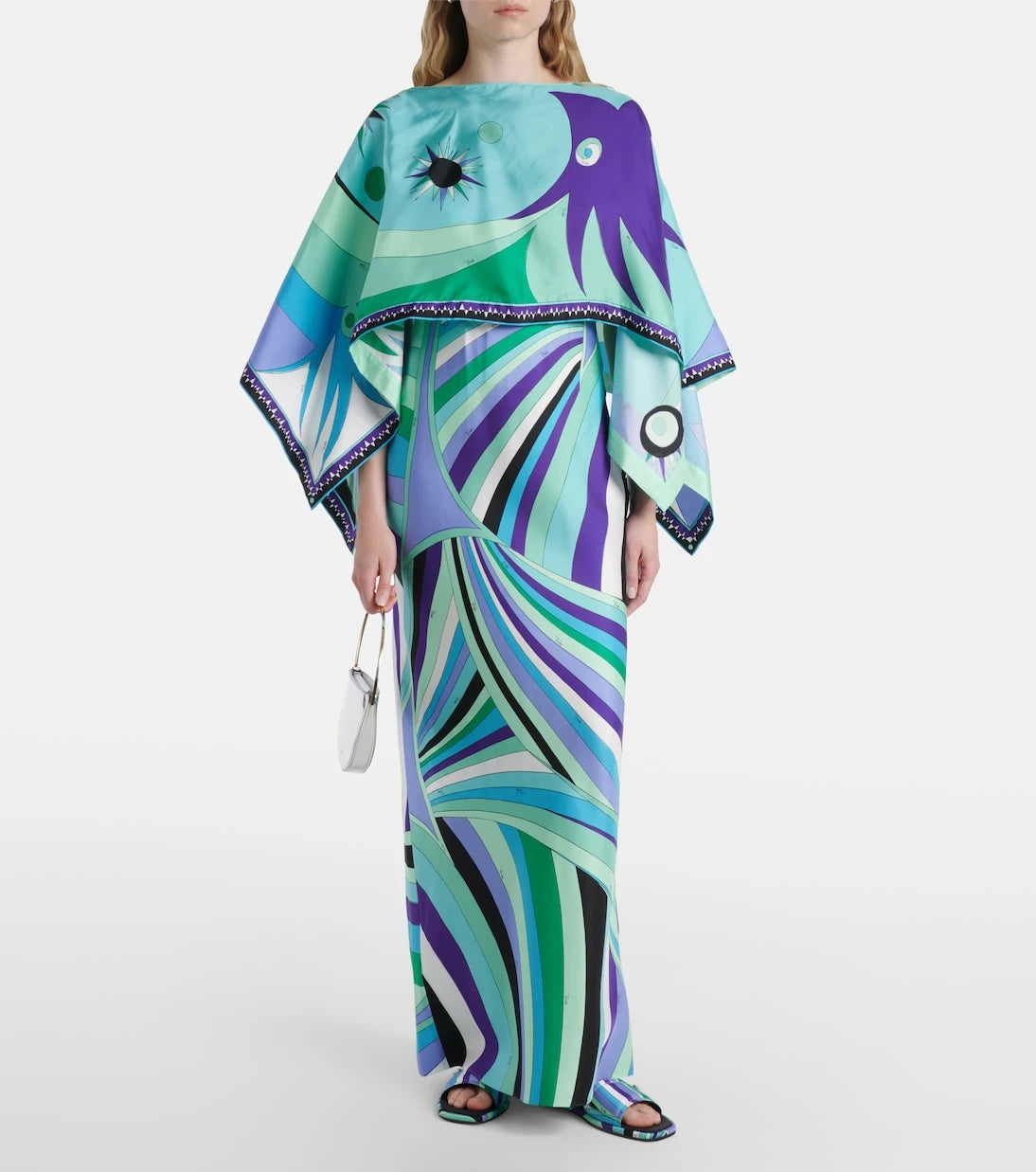 Pucci - Iride caped silk twill maxi dress