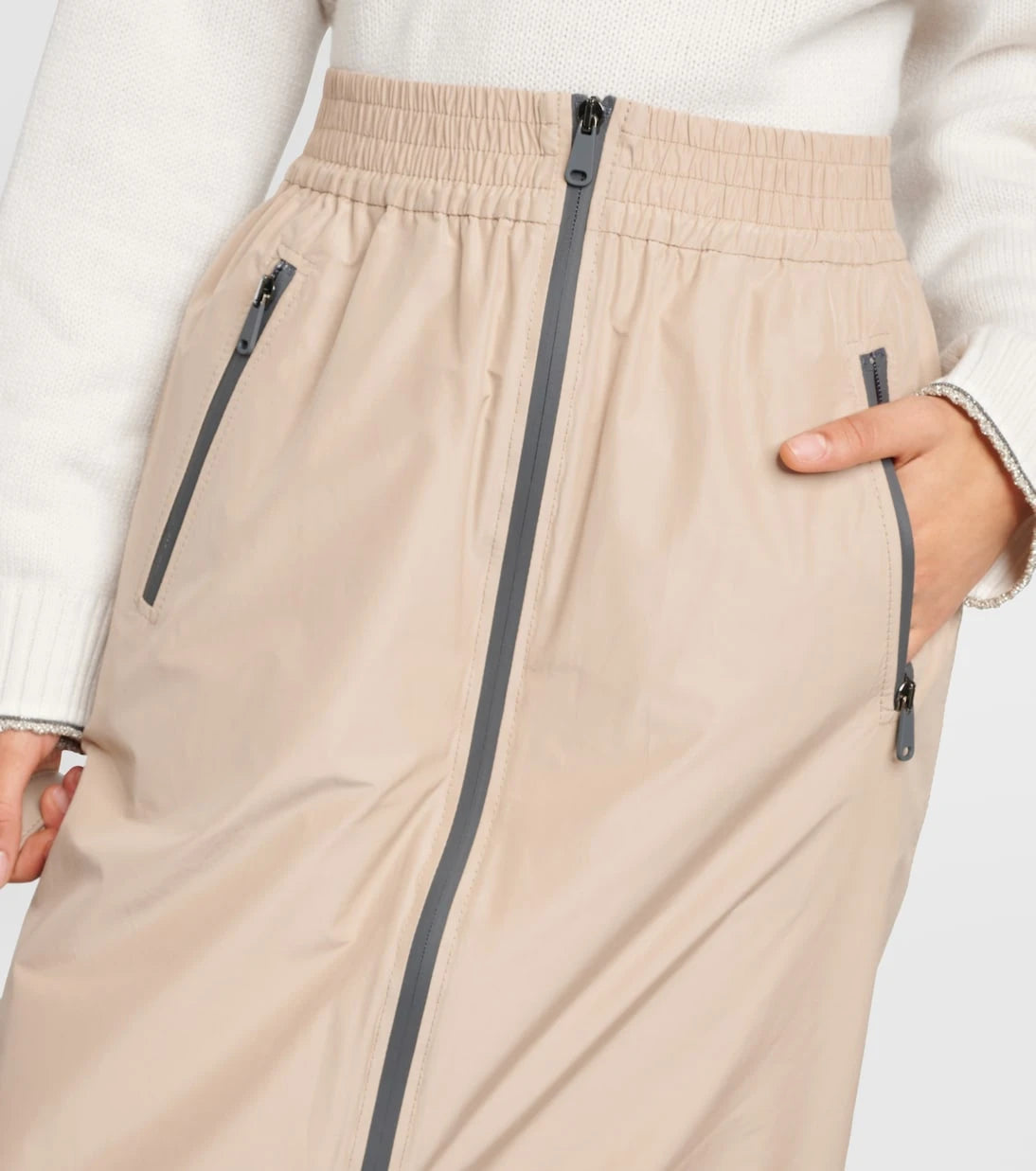 Brunello Cucinelli - Zip-up taffeta maxi skirt