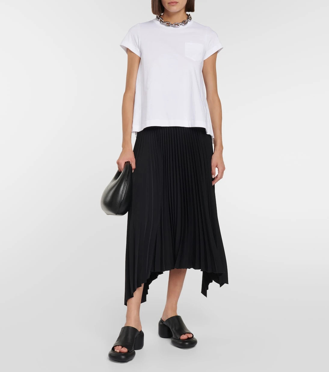 Sacai - Pleated cotton jersey T-shirt
