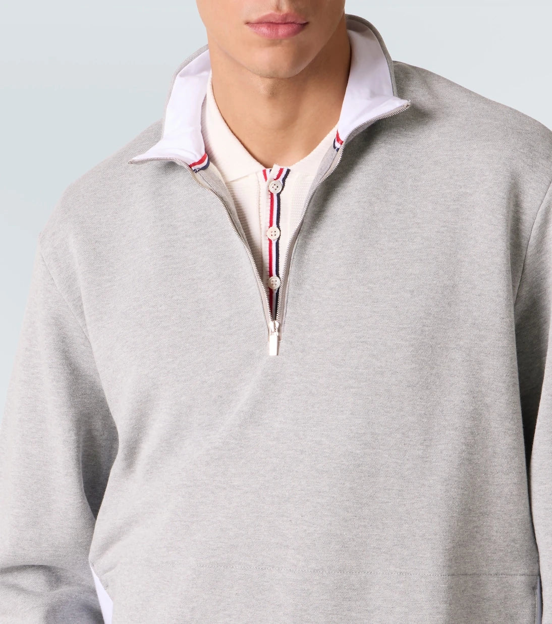 Thom Browne - 4-Bar cotton jersey half-zip sweatshirt