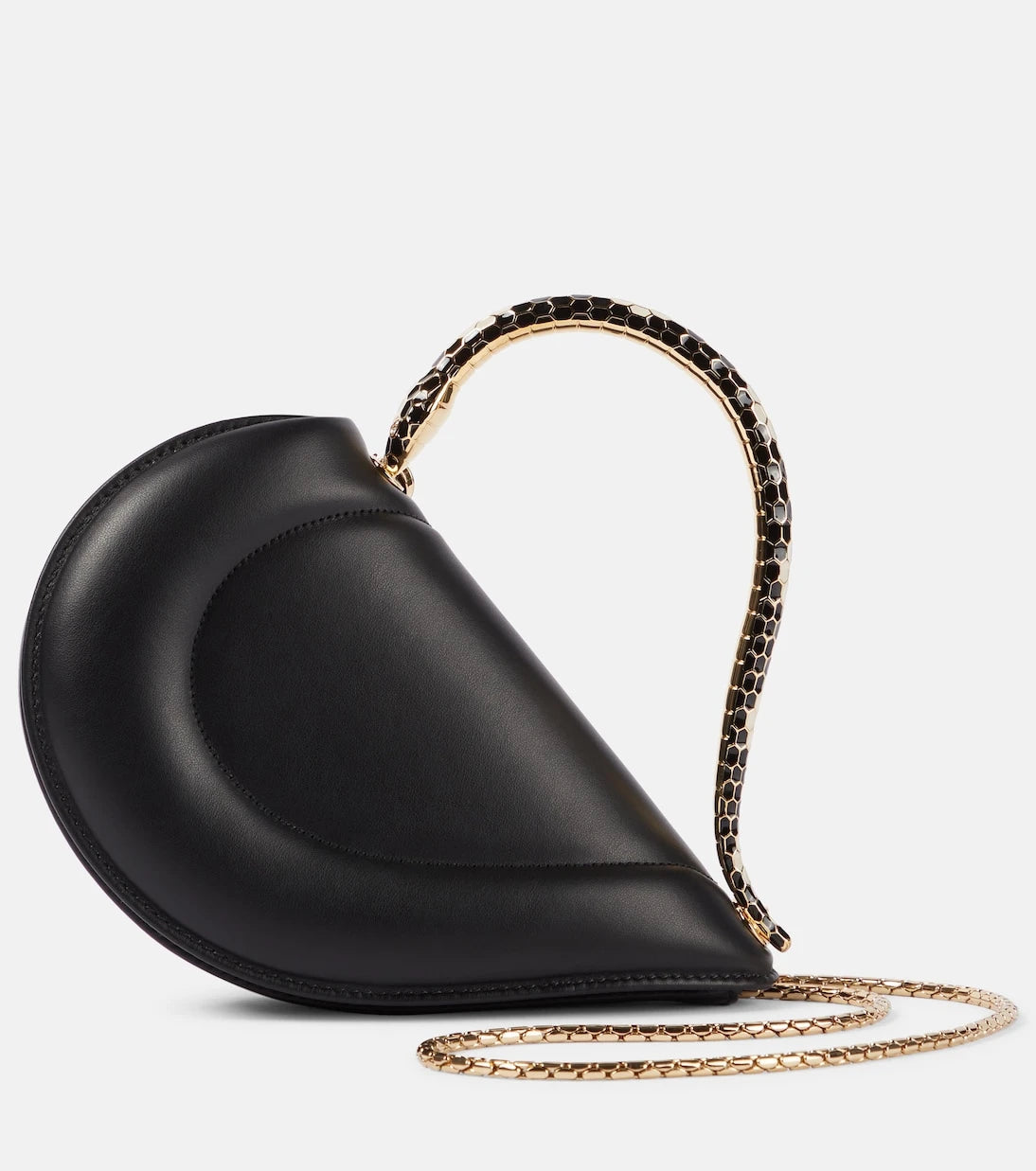 بلغاري - حقيبة Serpenti Cuore 1968 جلدية بمقبض علوي