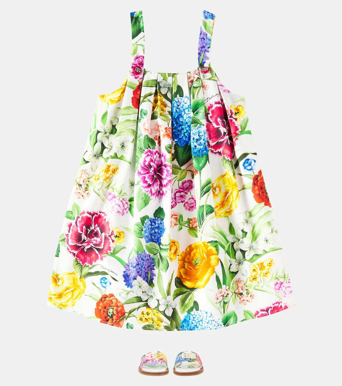 Dolce&Gabbana Kids - فستان قطني بنقشة زهور