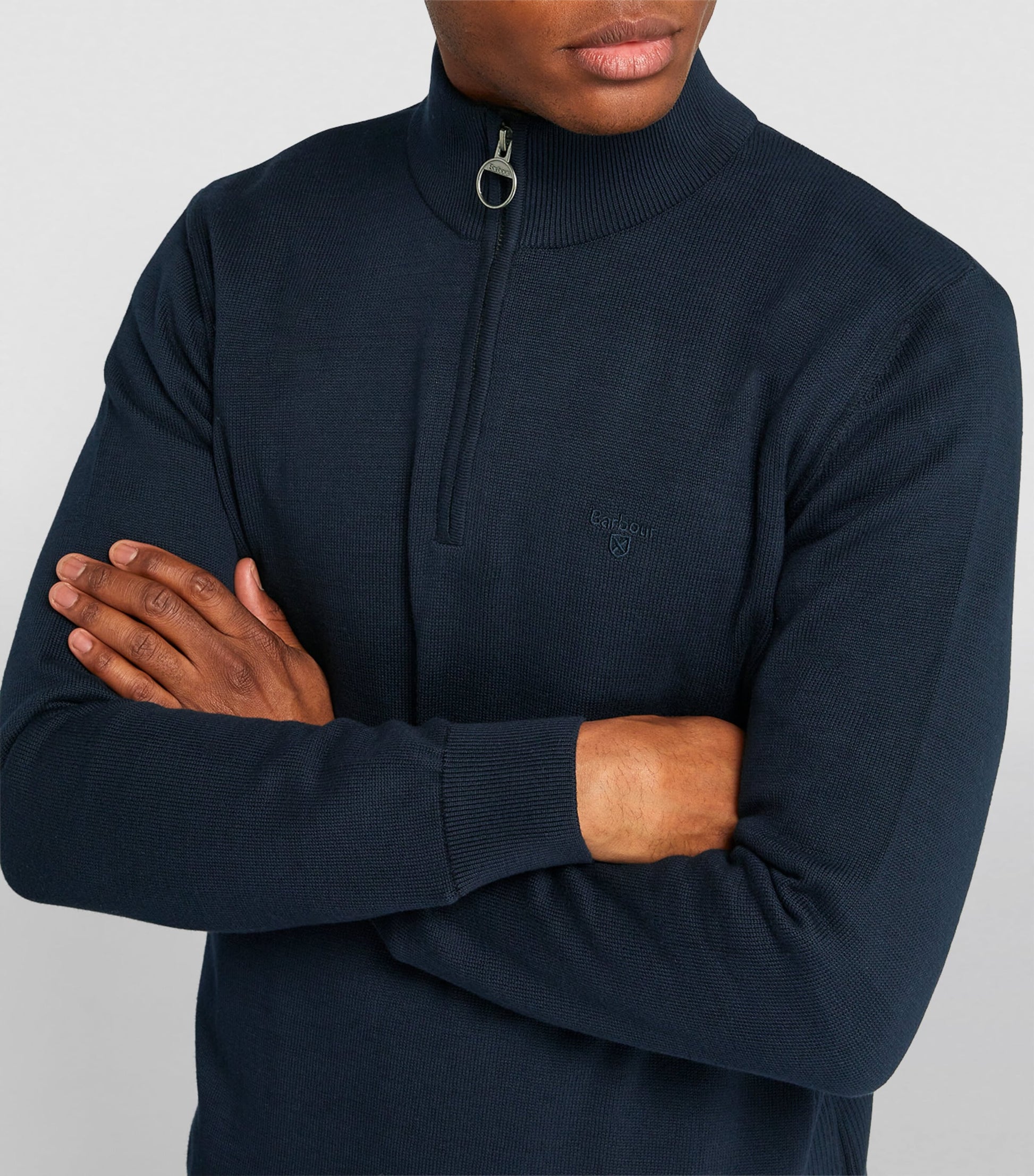 Cotton Half-Zip Sweater NAVY
