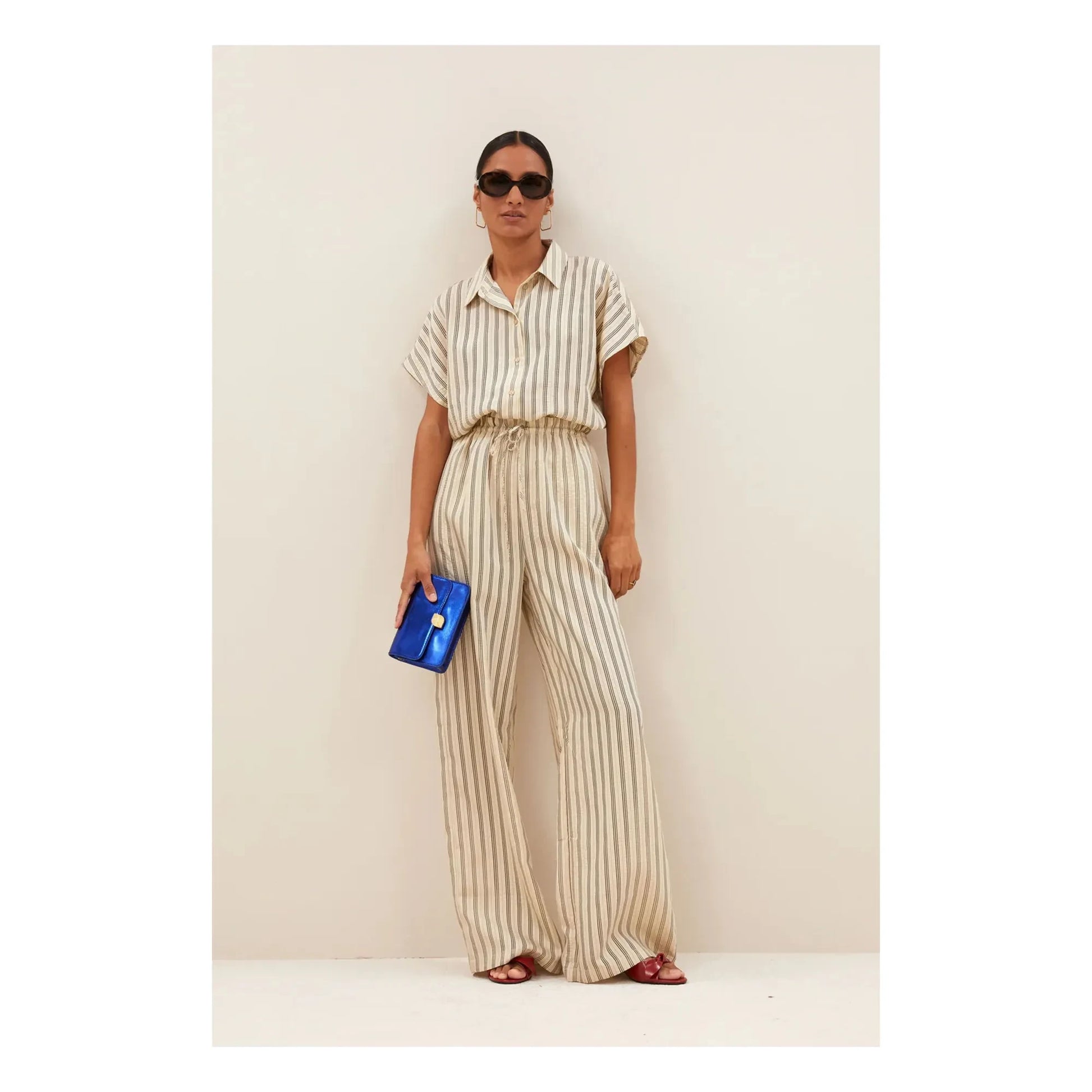 By Bar - Joan Pants Stripes | White