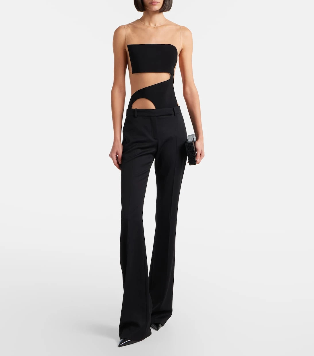 Courrèges - Satin and tulle bodysuit