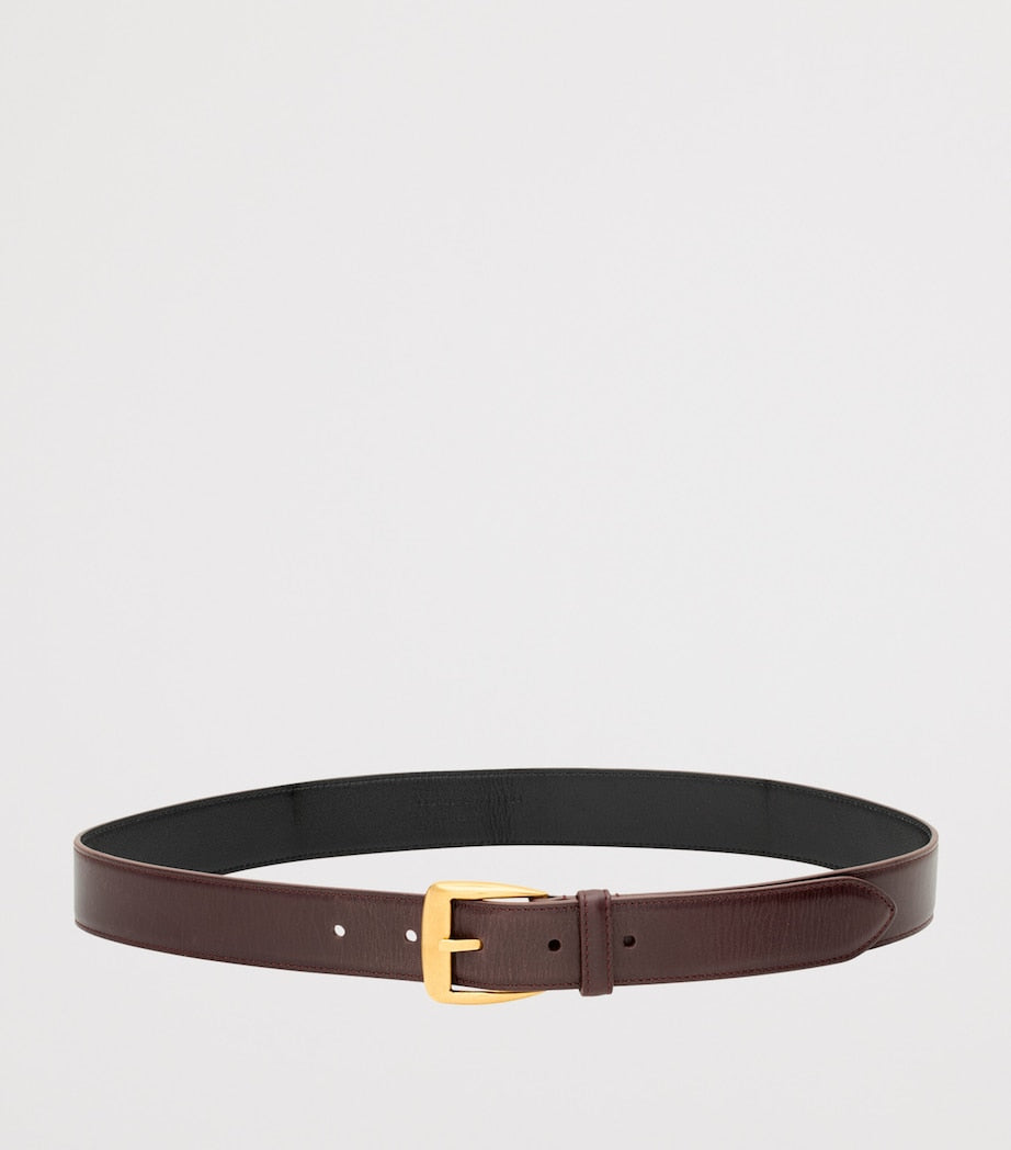 Beige Polished Leather Belt