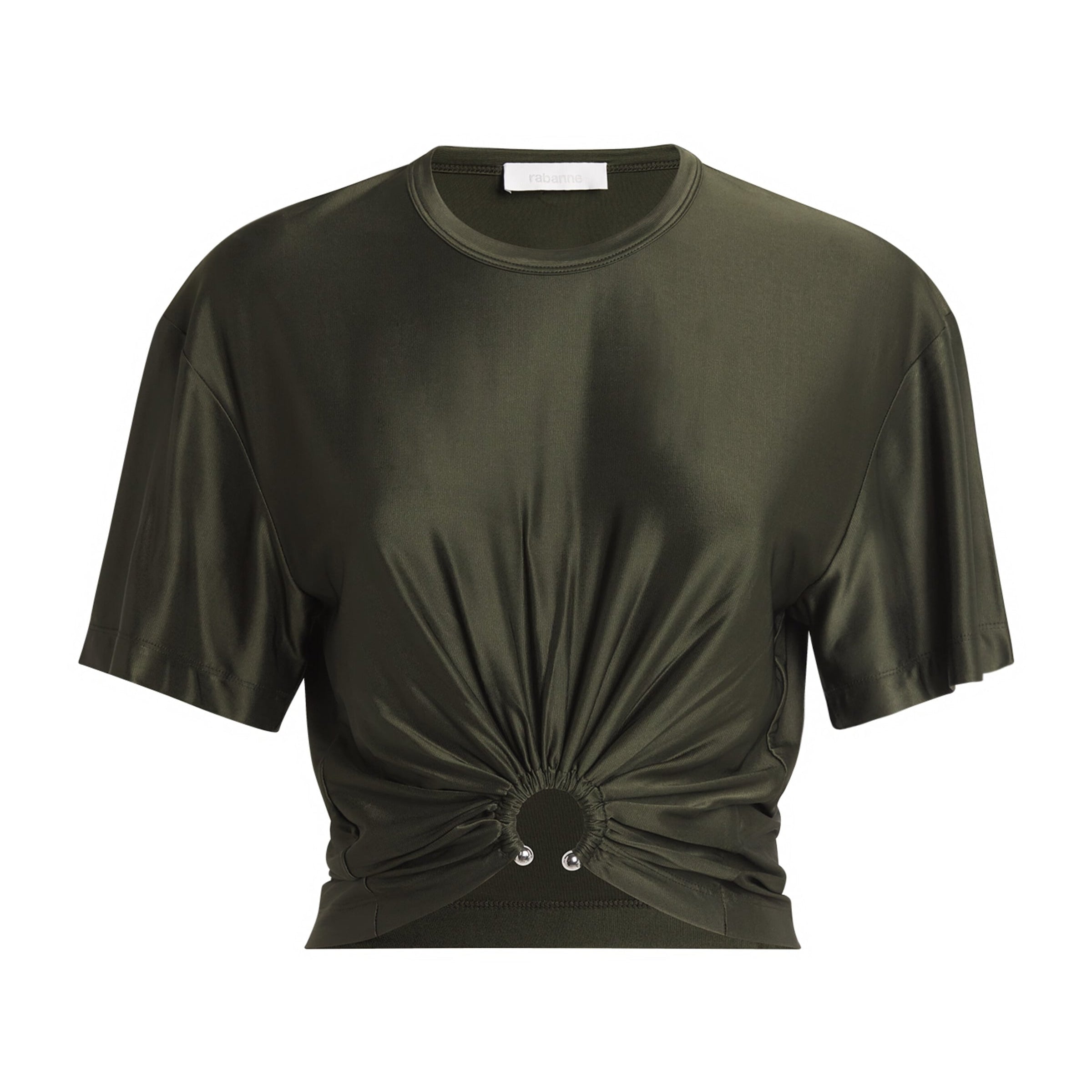 Paco Rabanne Green Jersey Ring-Gathered Crop Top