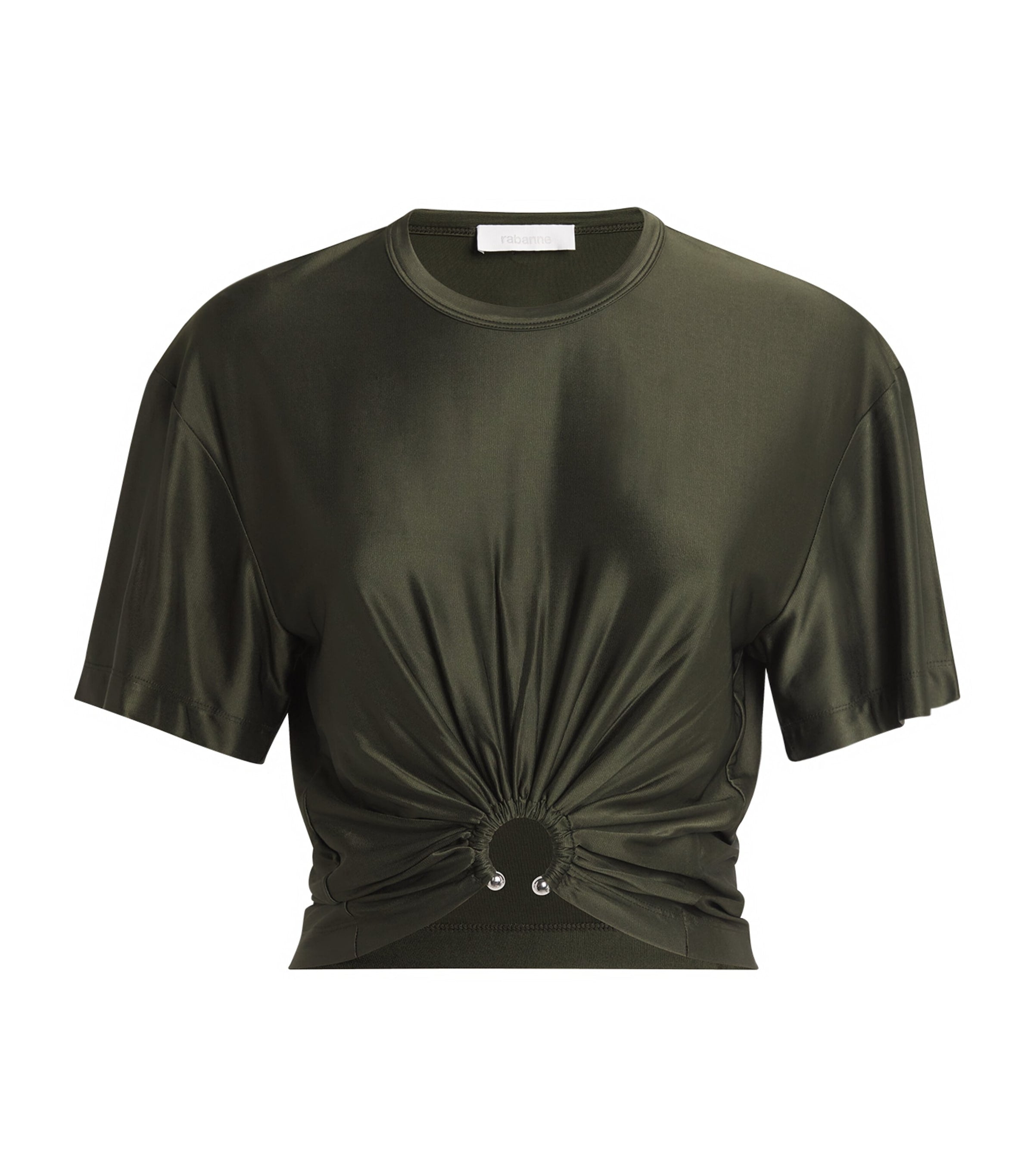 Paco Rabanne Green Jersey Ring-Gathered Crop Top