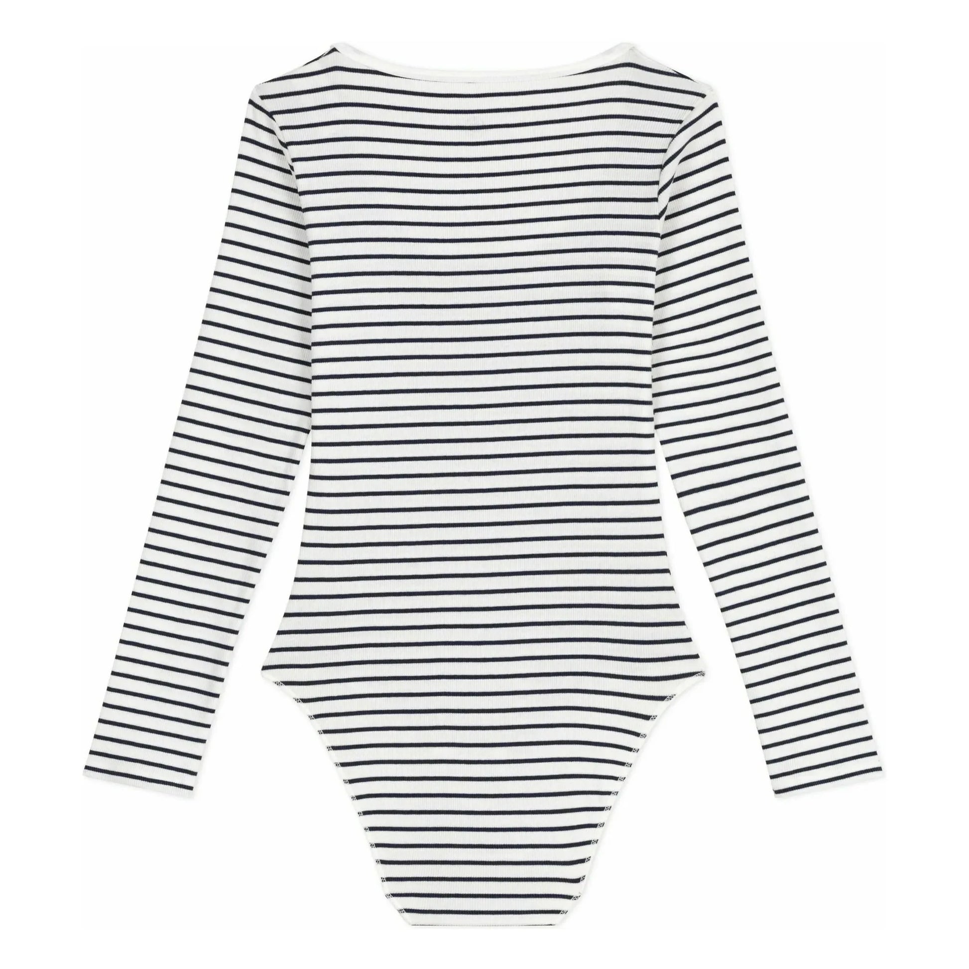 Petit Bateau - Striped Ribbed Bodysuit | White