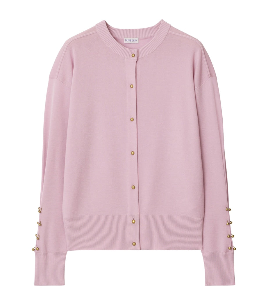 Purple Wool Embroidered B Crest Cardigan