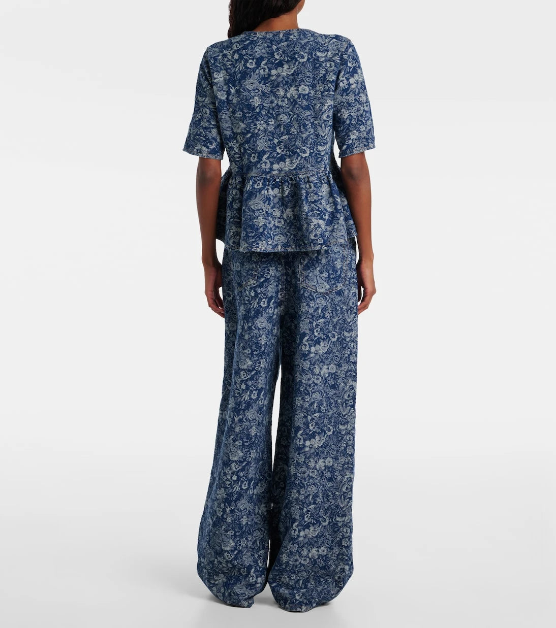 Ganni - Peplum Tapestry cotton blouse