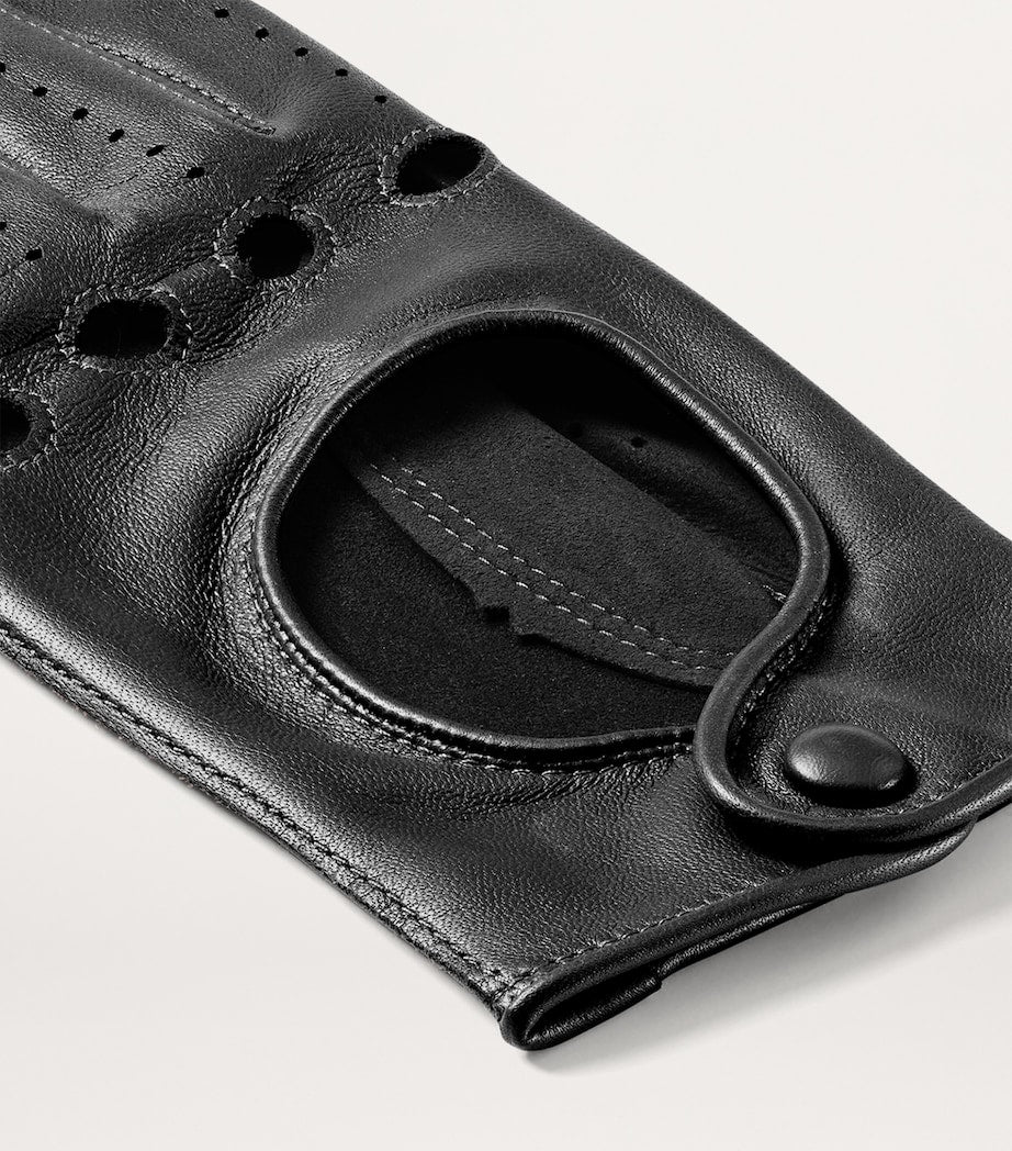 Aspinal Of London Black Women's Nappa Leather Driving Gloves (Small)