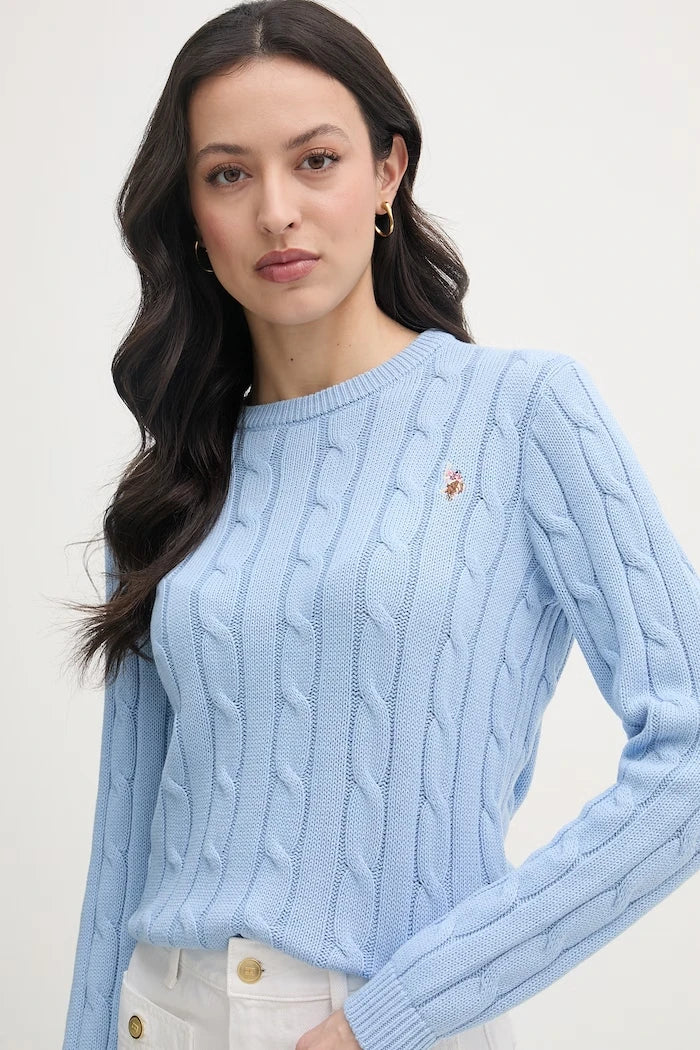 U.S. Polo Assn. Kadın Pamuklu Kazak CREW NECK CABLE