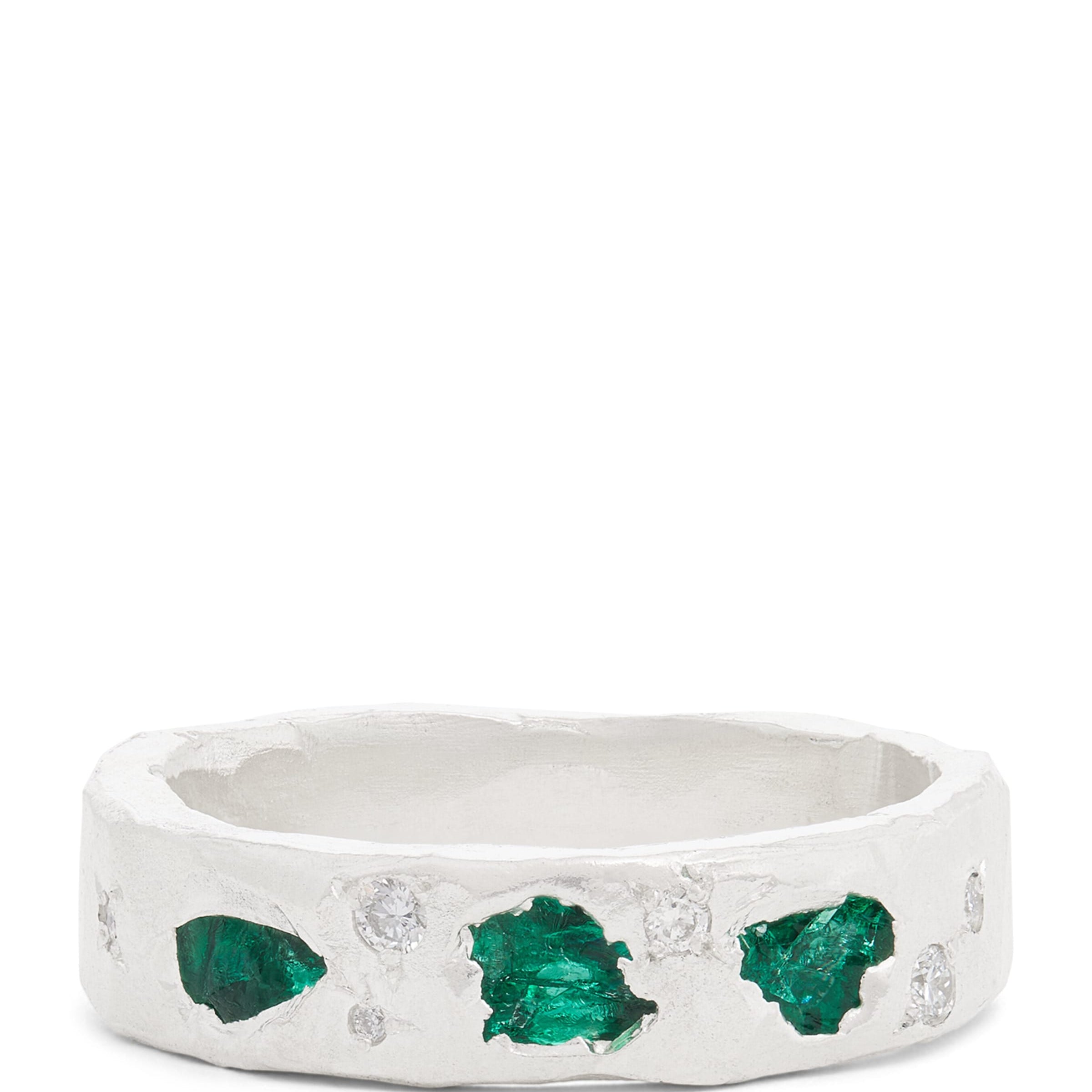 Sterling Silver and Emerald Scatter Ring