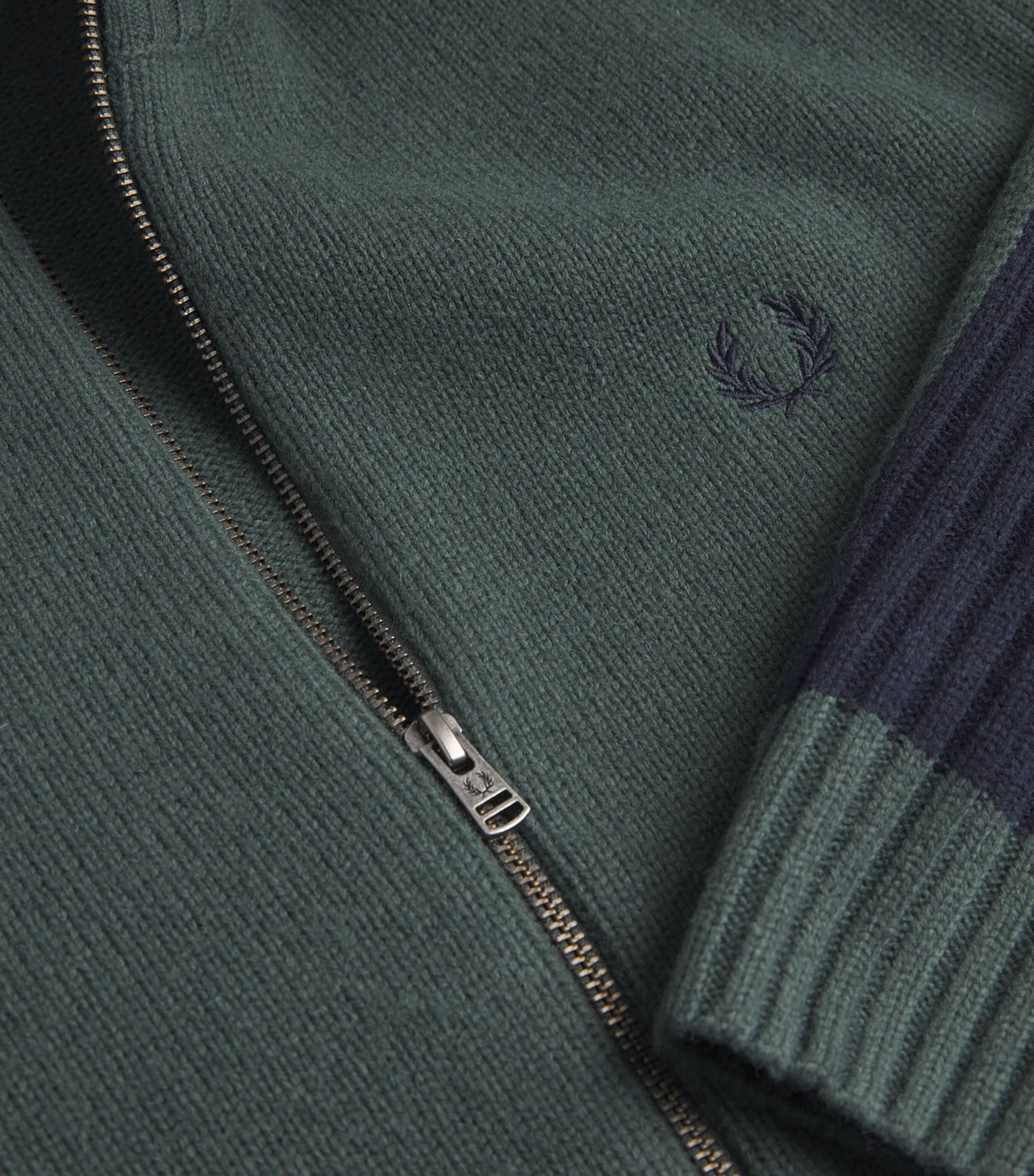 Fred Perry Green Cotton-Wool Zip-Up Cardigan