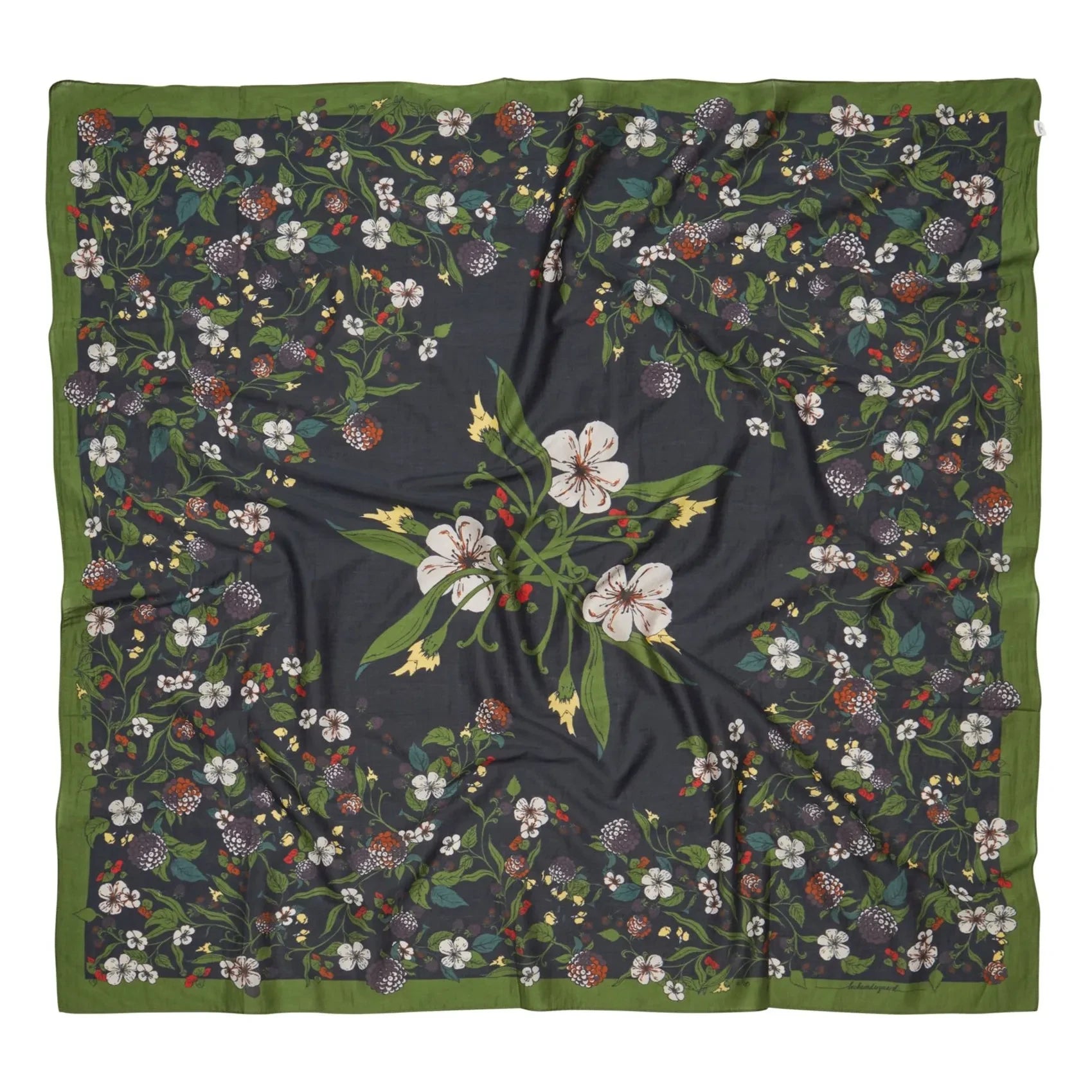 Becksöndergaard - Bromflora Cotton and silk scarf | Black