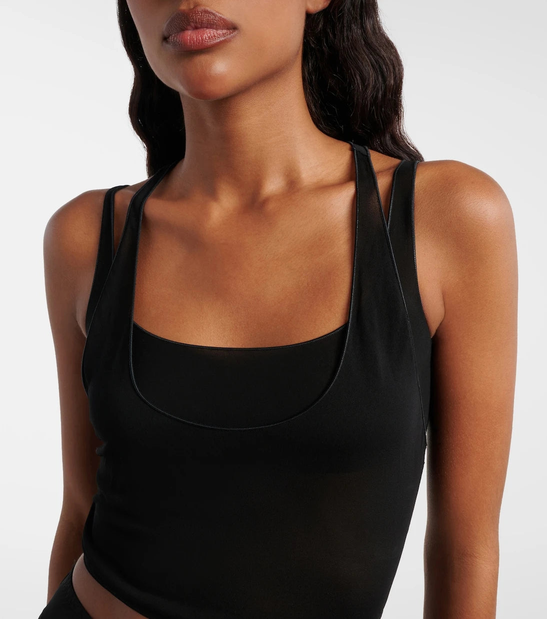 Gucci - Layered semi-sheer crêpe jersey top