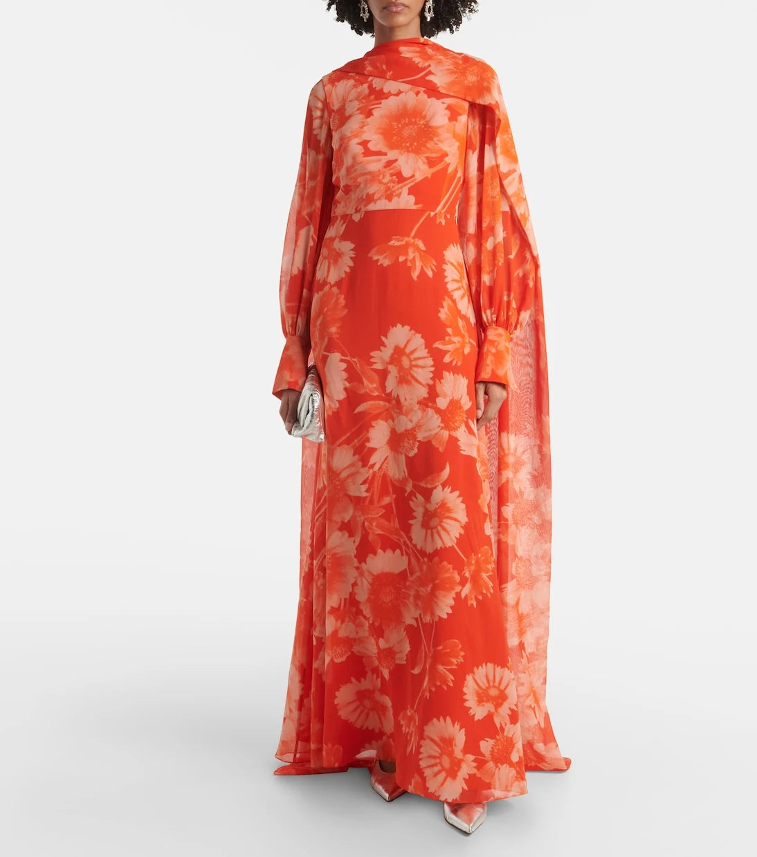 Erdem - Caped floral silk gown