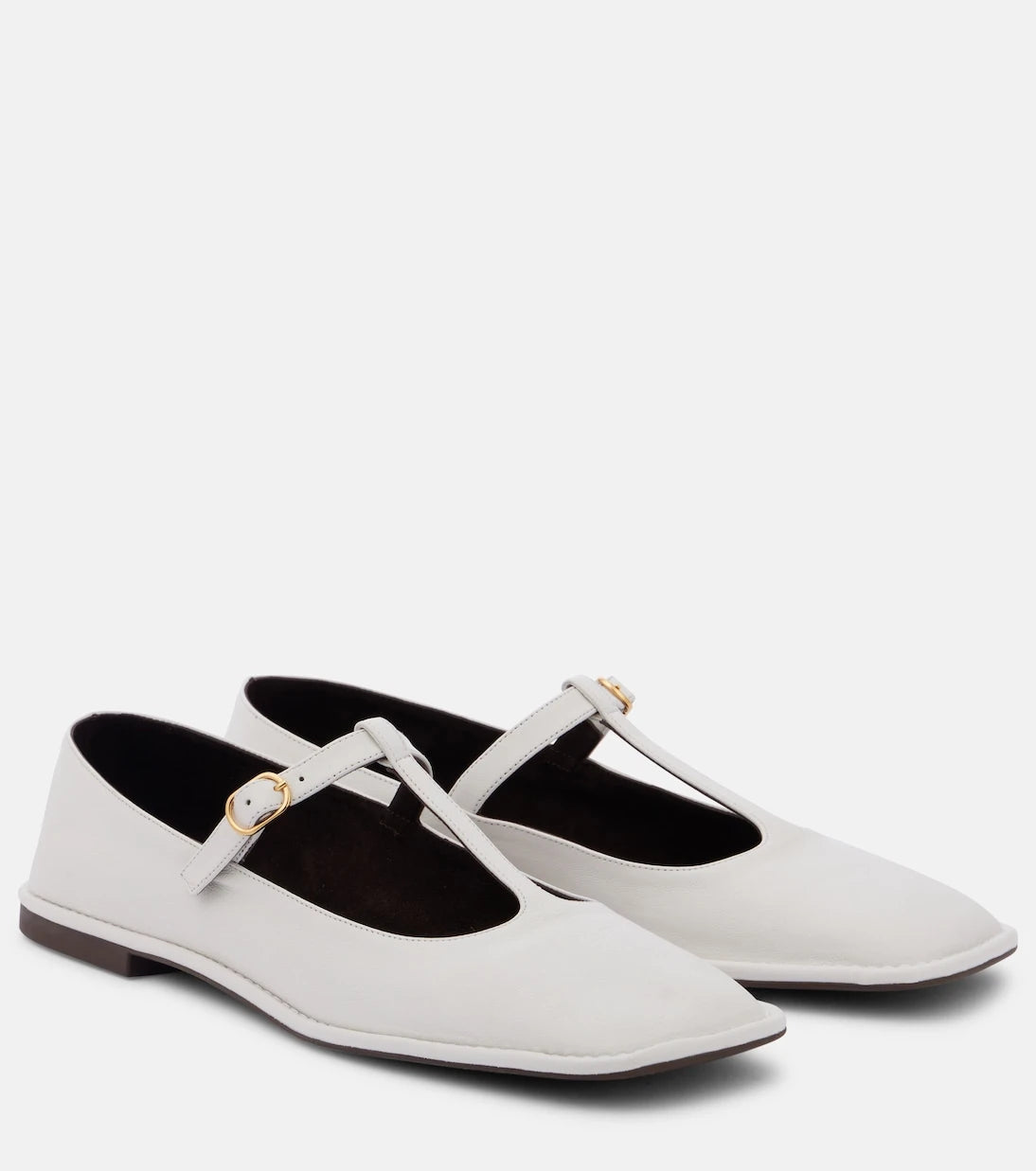 The Row - Square T-Strap leather ballet flats