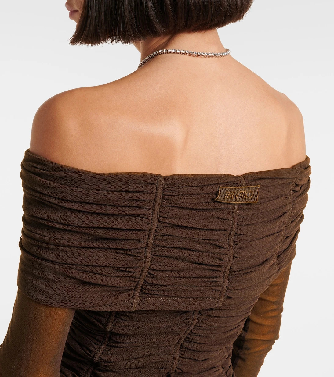 The Attico - Ruched off-shoulder jersey minidress
